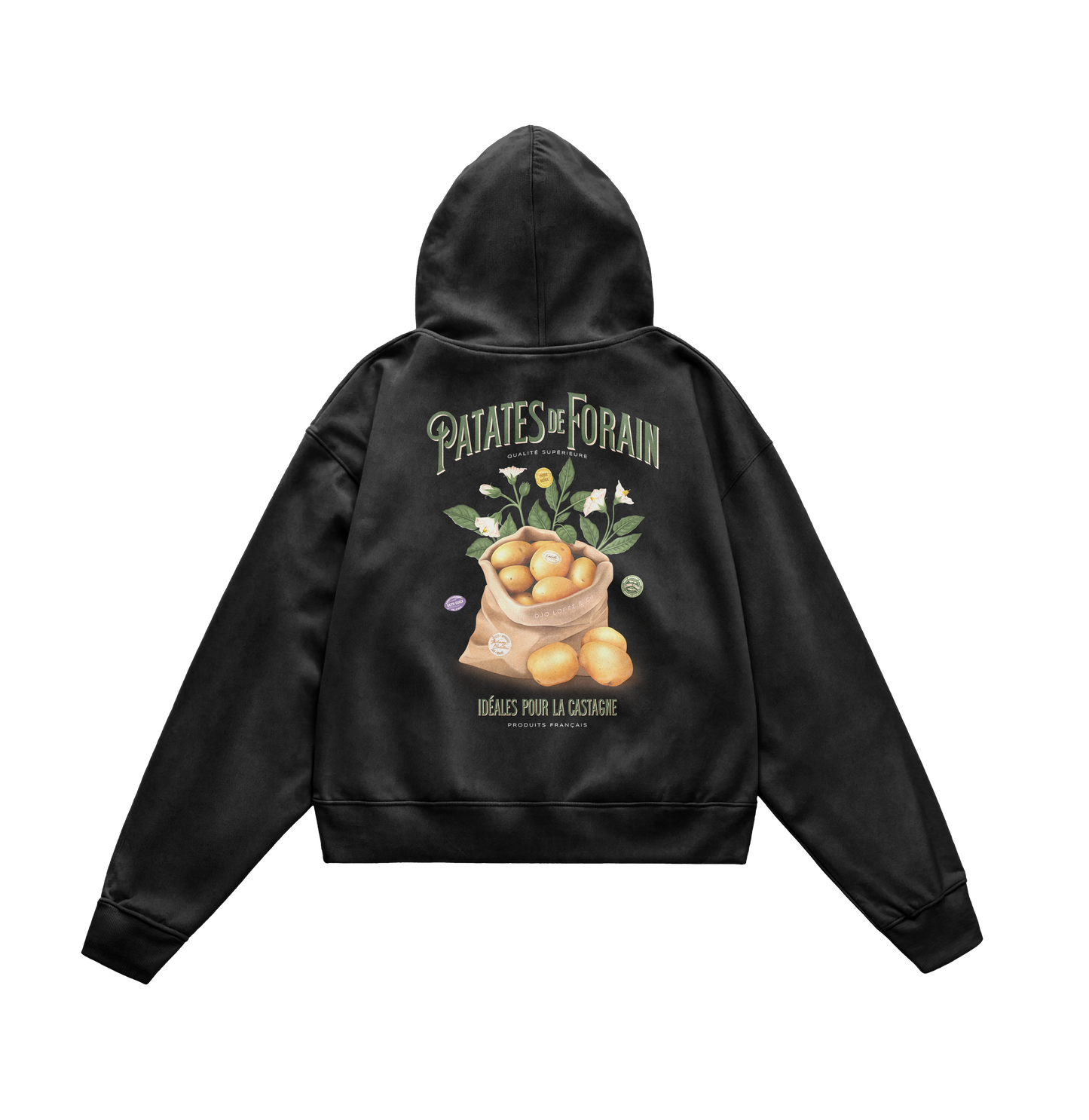 SWEAT-SHIRT CAPUCHE | "PATATE DE FORAIN" - NOIR