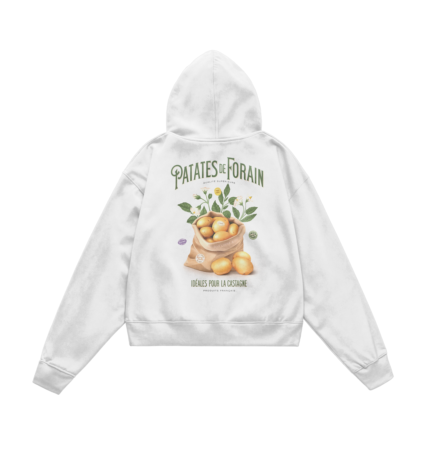 SWEAT-SHIRT CAPUCHE | "PATATE DE FORAIN" - BLANC