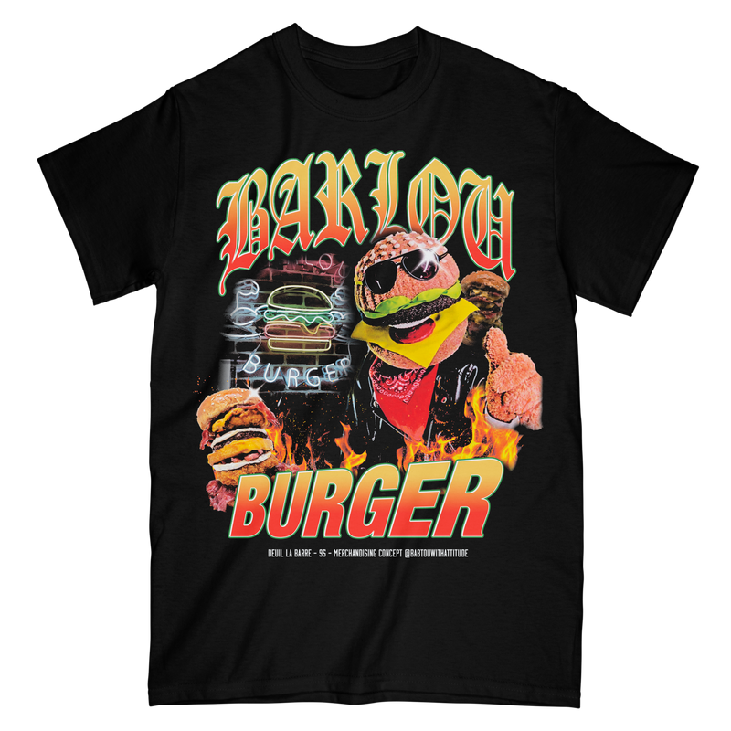 T-SHIRT MANCHES COURTES | "BARLOU BURGER" - NOIR